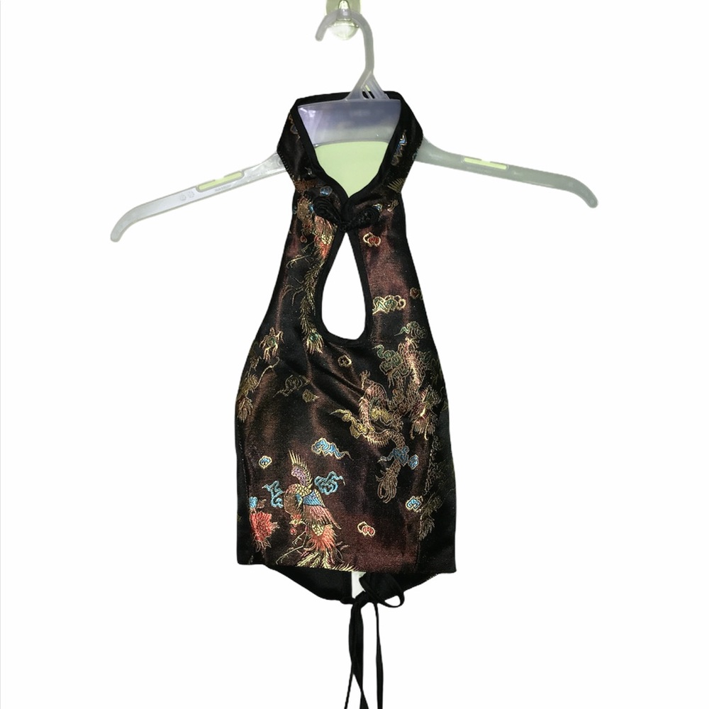 Asian Inspired Halter Top, Open Back